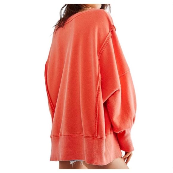 We The Free Women’s Orange Camden Oversized Sweatshirt Size Large - Picture 2 of 11